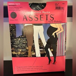 SPANX Marvelous Mama Maternity Tights - Black Opaque Stripe - Size 3 - NEW